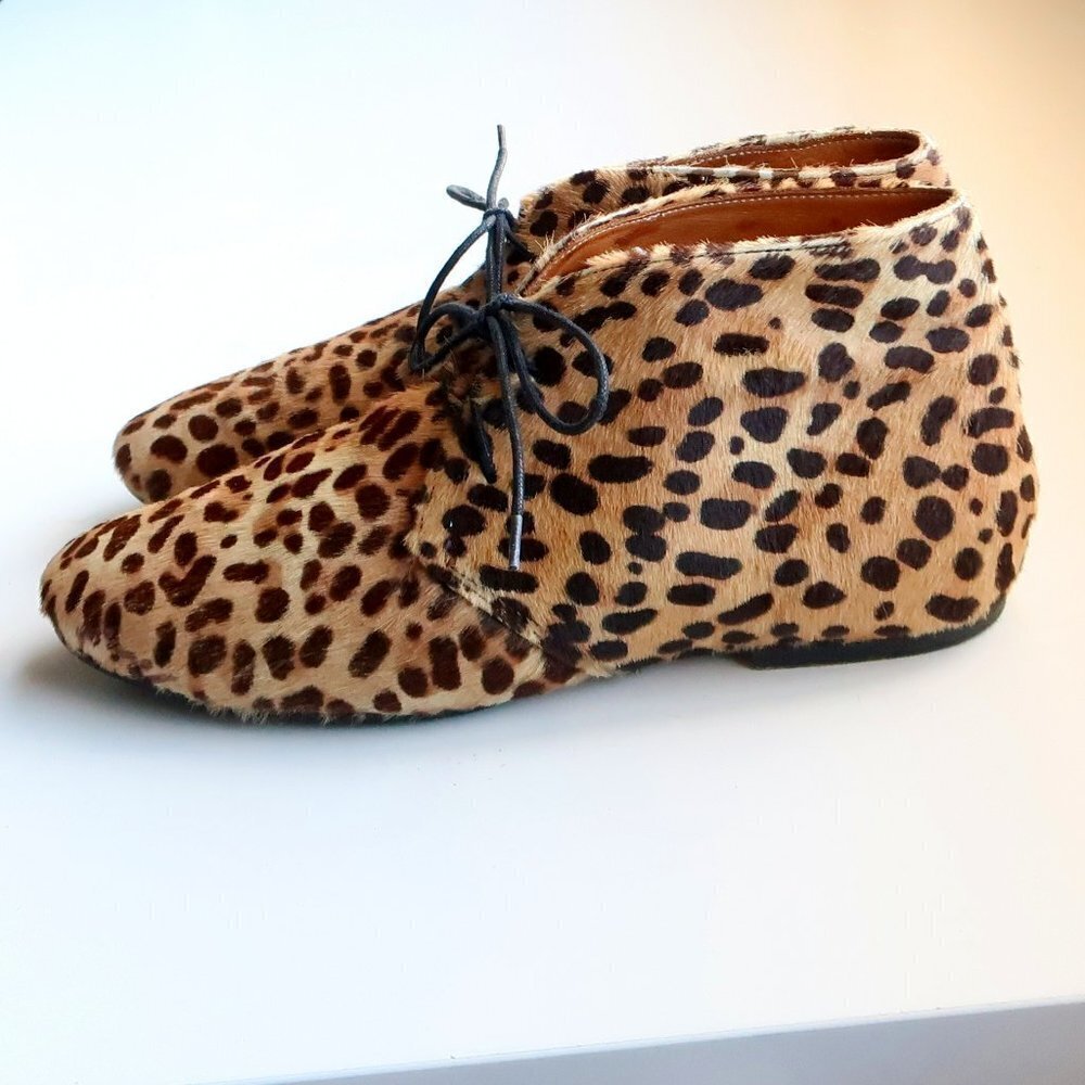 Isabel Marant Etoile Leopard Cheetah Calf Hair Lace-up Ankle Boots Booties 7.5 - Picture 11 of 16